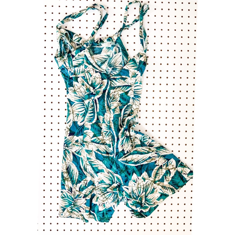 90s tropical print jump suit S vintage onesie